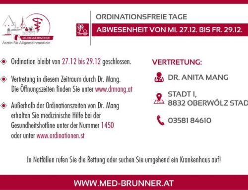 Abwesenheit von Mi. 27.12. bis Fr. 29.12.