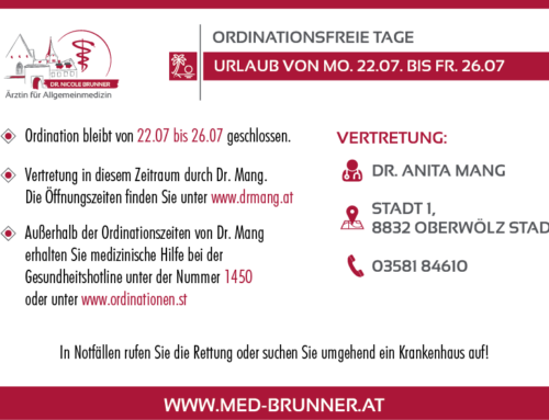 Urlaub von Mo. 22.07. bis Fr. 26.07