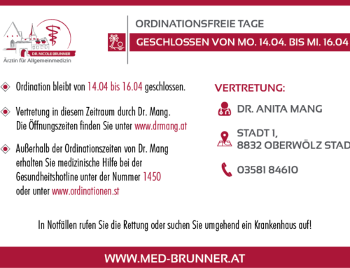 Geschlossen von Mo. 14.04. bis Mi. 16.04